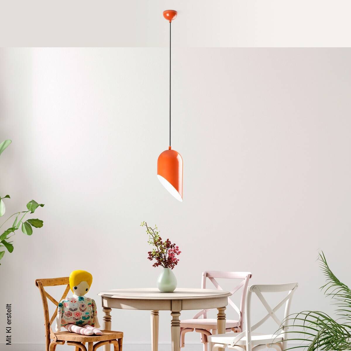 Opviq Pendelleuchte orange B/H/T: ca. 14x121x14 cm E27 1 Brennstellen