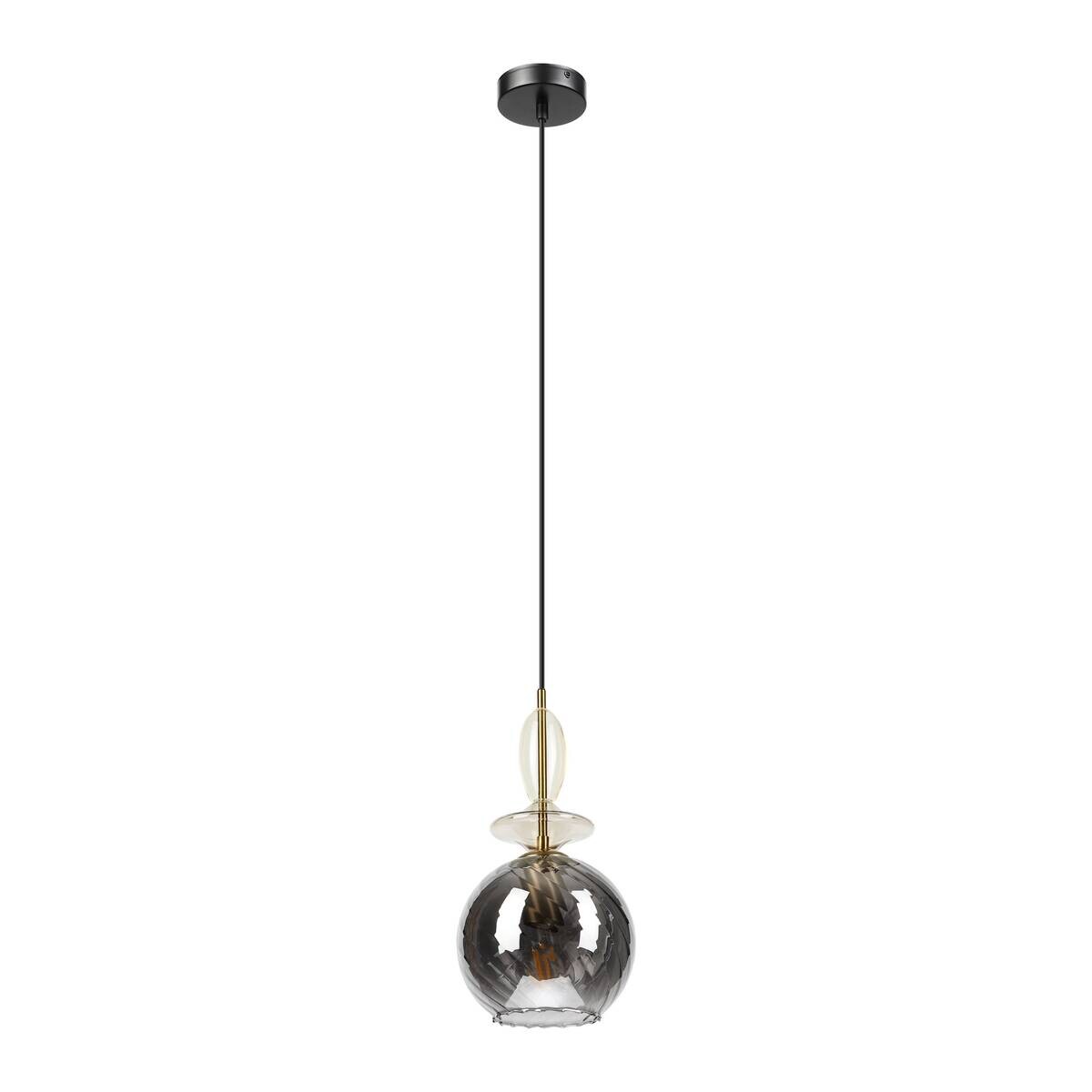 Lamkur Pendelleuchte Rauch Glas Stahl B/H/L: ca. 18x120x18 cm E27 1 Brennstellen