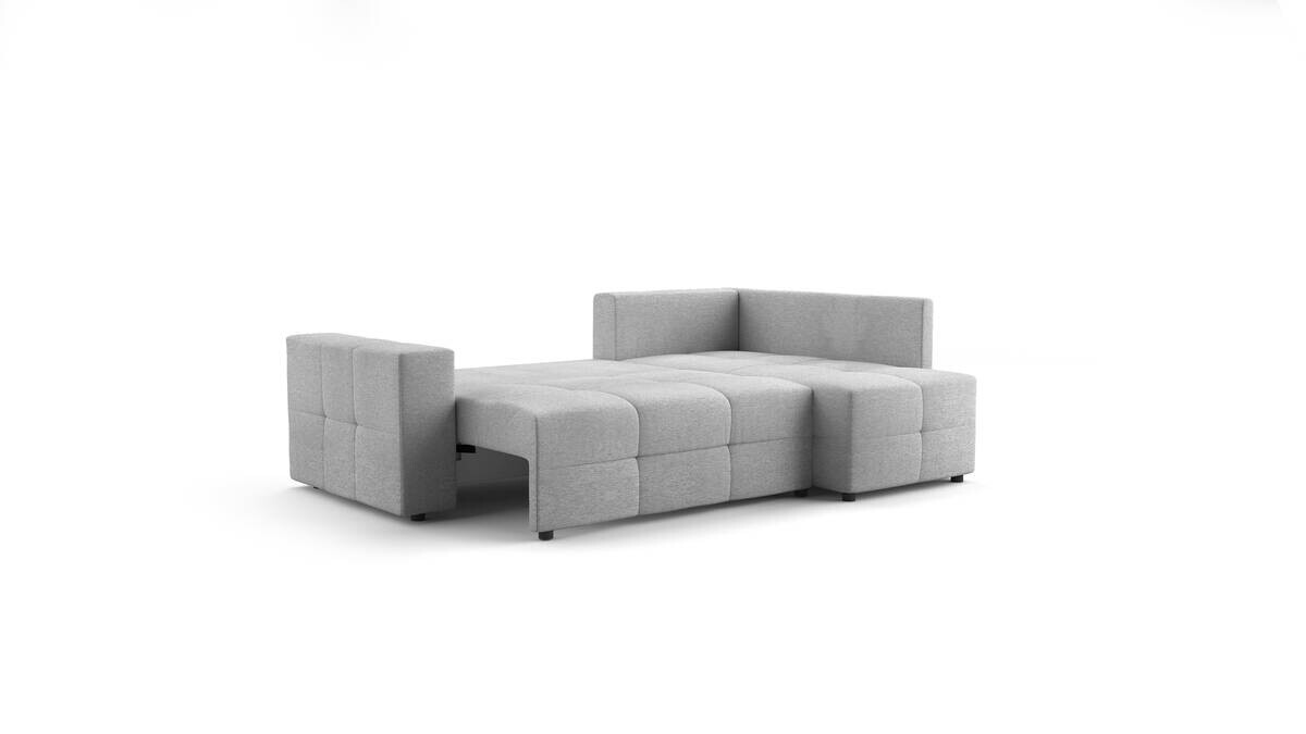 Ecksofa mit Bettfunktion und Bettkasten hellgrau Flachgewebe B/T: ca. 238x167 cm