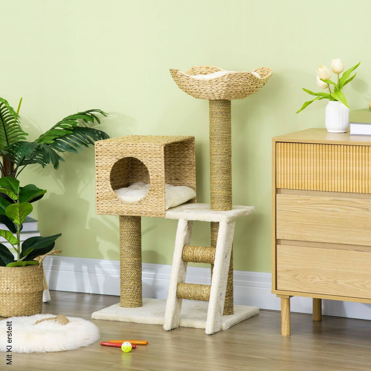 PawHut Kratzbaum natur Holz B/H/L: ca. 37x100,5x57 cm