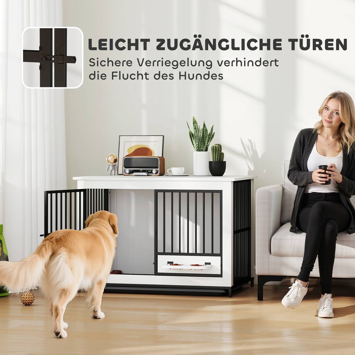 PawHut Hundetreppe weiß Metall B/H/L: ca. 60x68,5x95 cm