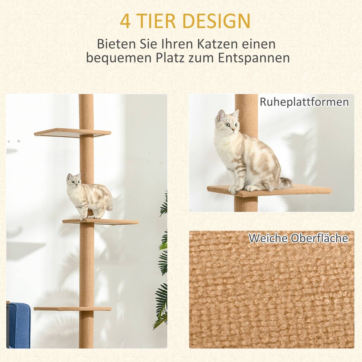 PawHut Kratzbaum braun Spanplatte B/H/L: ca. 27x228x43 cm