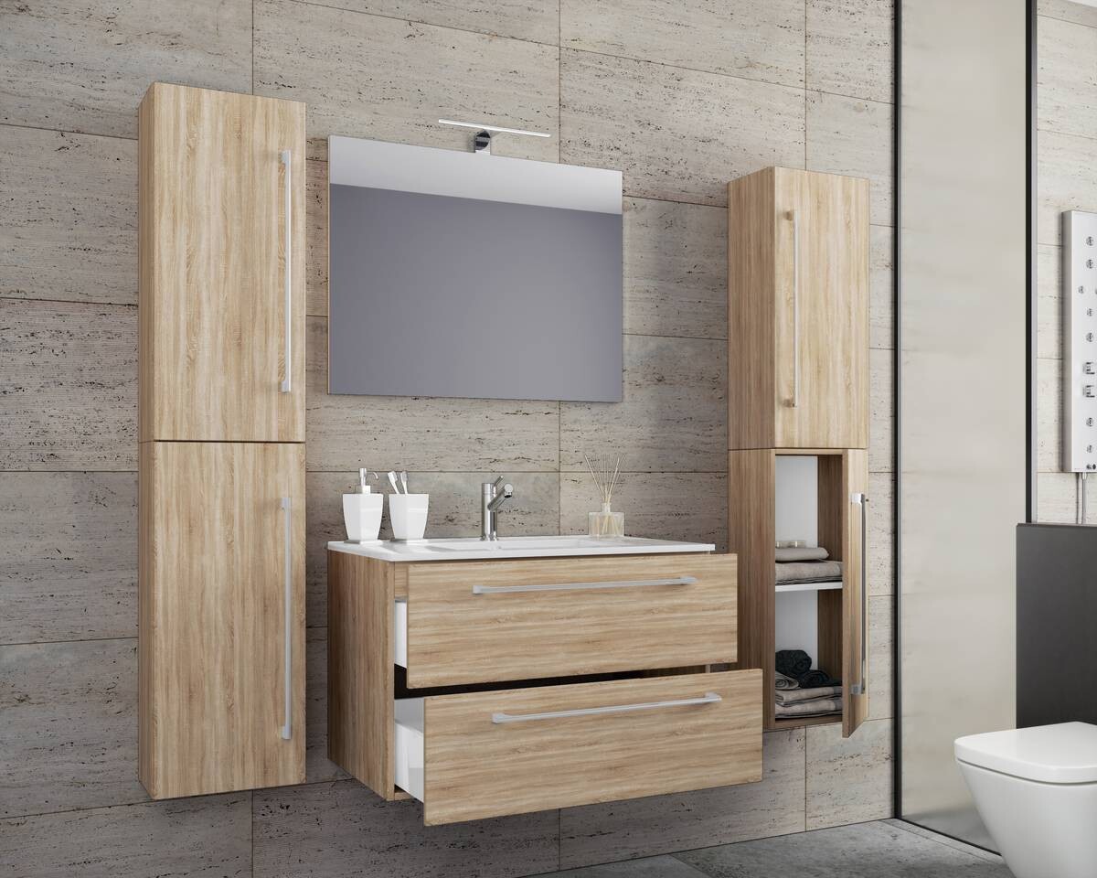 Waschplatz 5tlg-Badinos Eiche Sonoma Nachbildung B/H/T: ca. 80x50x46 cm