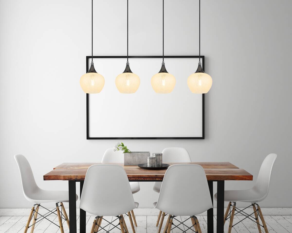 GLOBO Pendelleuchte MAXY 15548-4HK schwarz klar Chrom Metall Acryl B/H/L: ca. 18x120x99 cm E27 4 Brennstellen