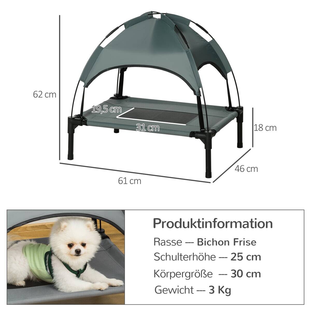 PawHut Hunde-Zubehör grau Polypropylen B/H/L: ca. 46x61x62 cm