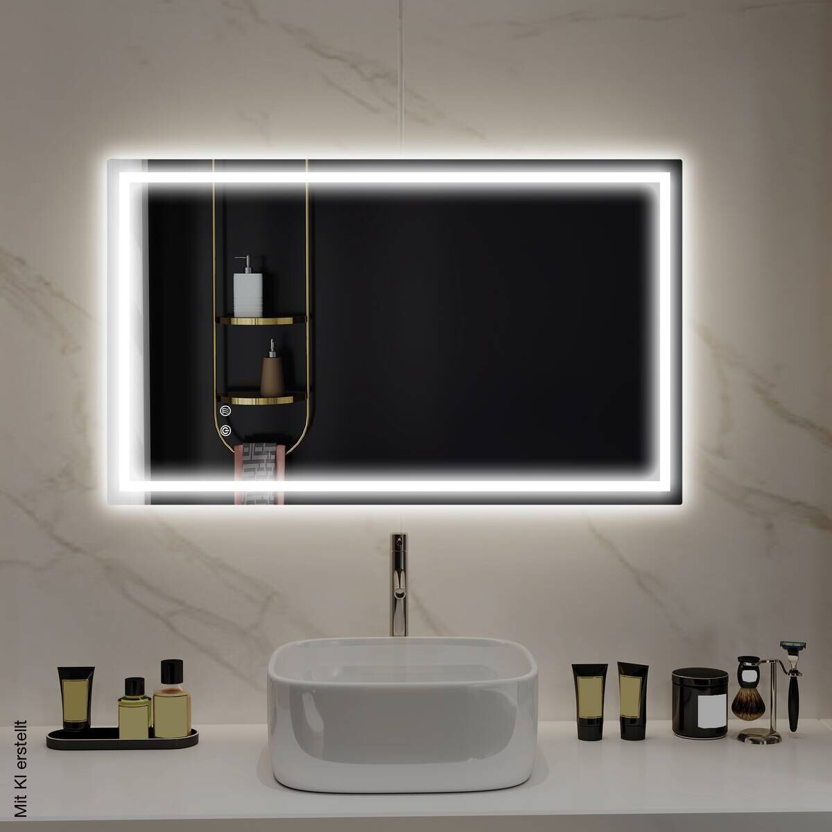 HOMCOM LED-Bad-Spiegel silber B/H/L: ca. 60x3x100 cm