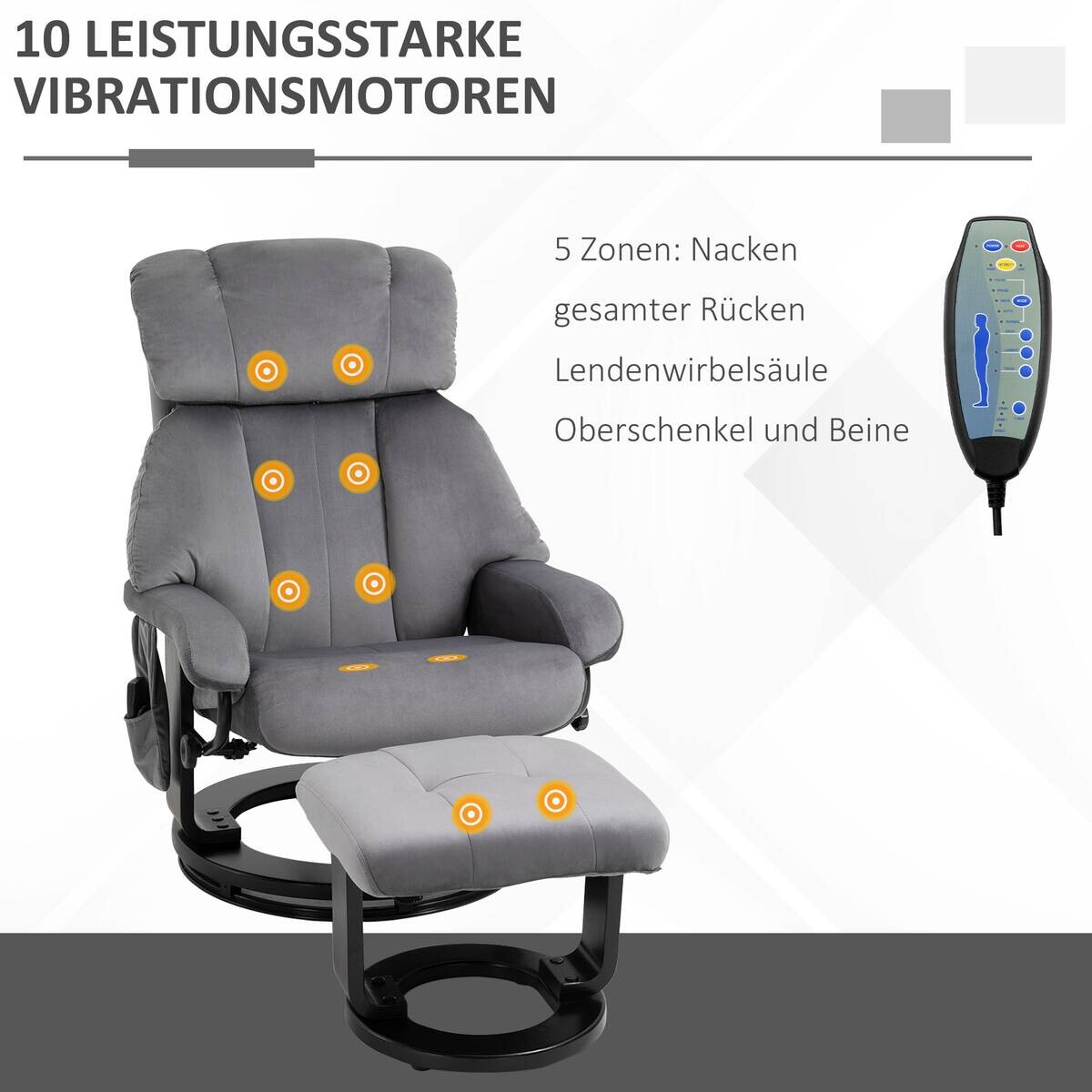 HOMCOM Massagestuhl grau B/H/L: ca. 80x76x102 cm