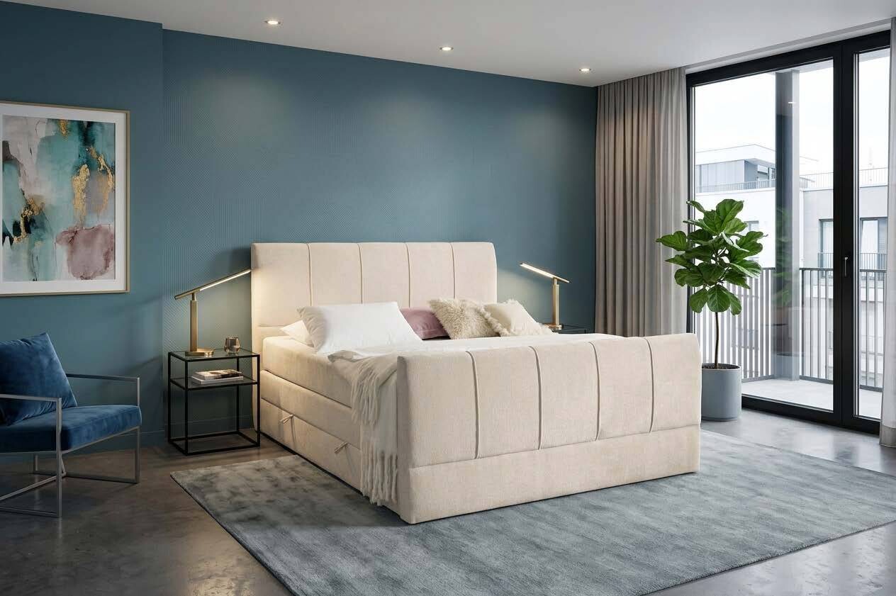 Boxspringbett Harmony creme Liegefläche B/L: ca. 160x200 cm