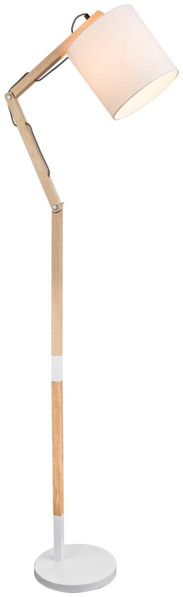 GLOBO Stehlampe Mattis weiß Metall Holz B/H/L: ca. 25x172x75 cm E27 1 Brennstellen