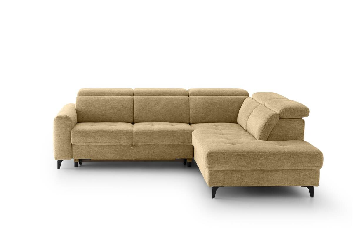 Ecksofa mit Bettfunktion gelb Flachgewebe B/H/T: ca. 258x96x221 cm
