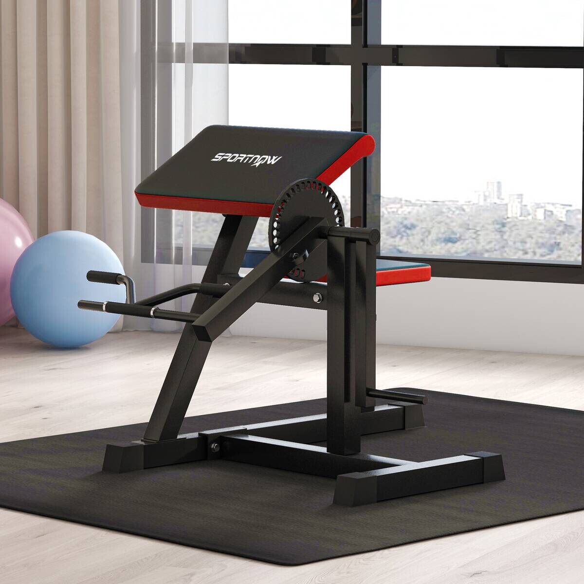 SPORTNOW Beinstrecker schwarz Kunstleder B/H/L: ca. 95x80x105 cm