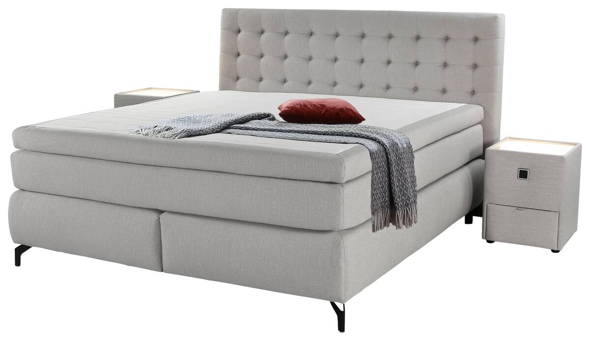 Boxspringbett hellgrau Flachgewebe Liegefläche B/L: ca. 180x200 cm