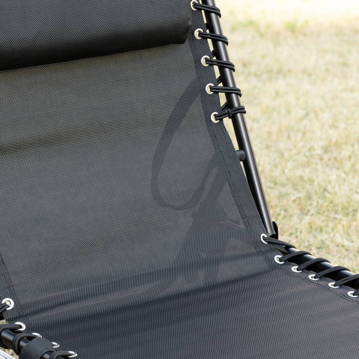 Outsunny Sonnenliege schwarz Netzstoff B/H/L: ca. 58x30x185 cm