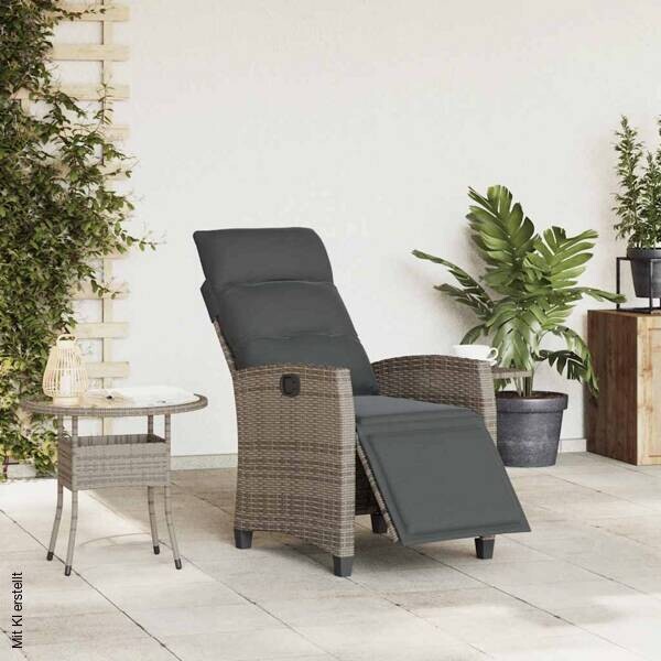 vidaXL Gartensessel grau Polyester B/H/L: ca. 58x94x65 cm