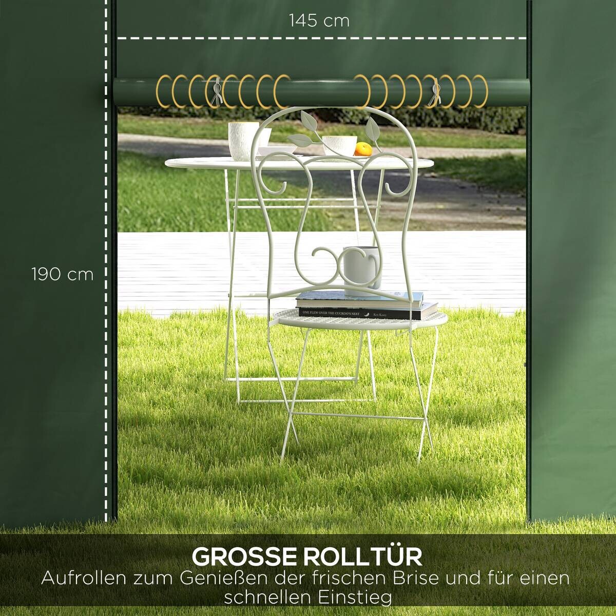 Outsunny Seitenteile für Pavillon grün Polyester B/H/L: ca. 295x195x0,01 cm