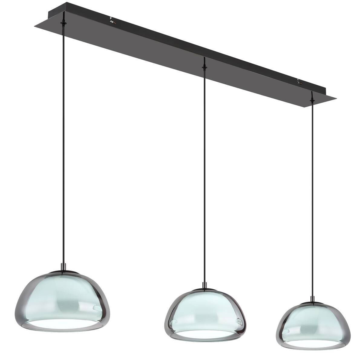 GLOBO Hängeleuchte Chrom schwarz Glas Metall B/H/L: ca. 36x21x101 cm