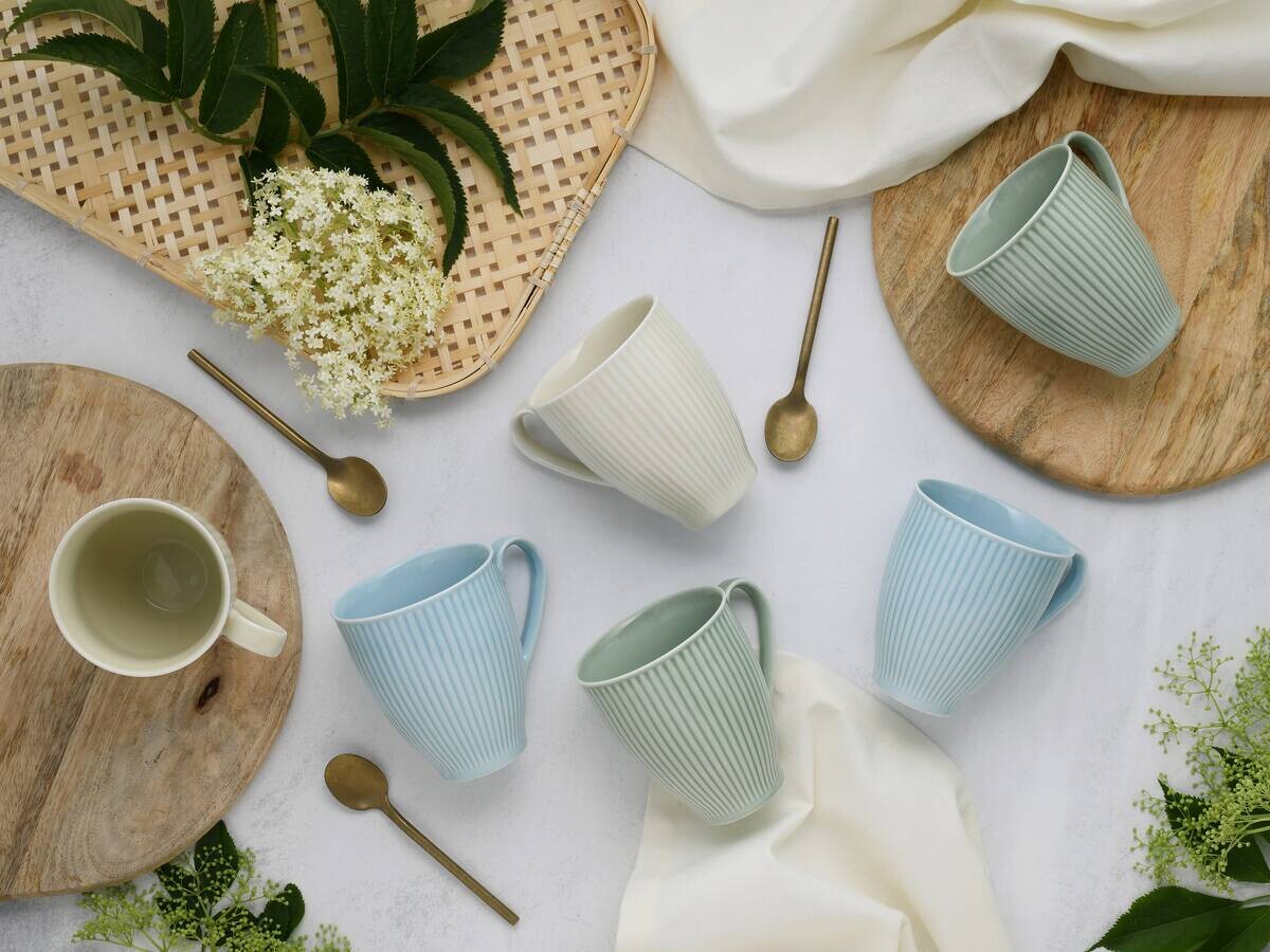 CreaTable Kaffeebecher Valencia bunt Porzellan 6 tlg.