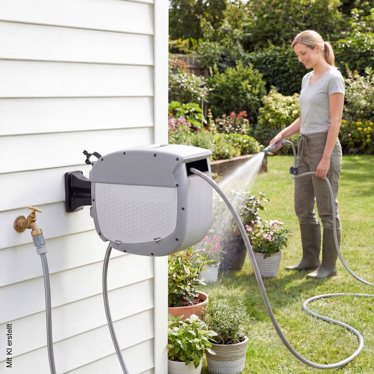 Outsunny Schlauchtrommel grau B/H/T/L: ca. 22x35x22x52 cm