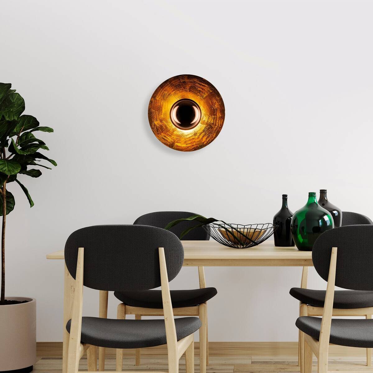 Opviq Wandleuchte Kurt Kupfer Metall B/H/T/L/D: ca. 38x31x38x38x38 cm G9 1 Brennstellen