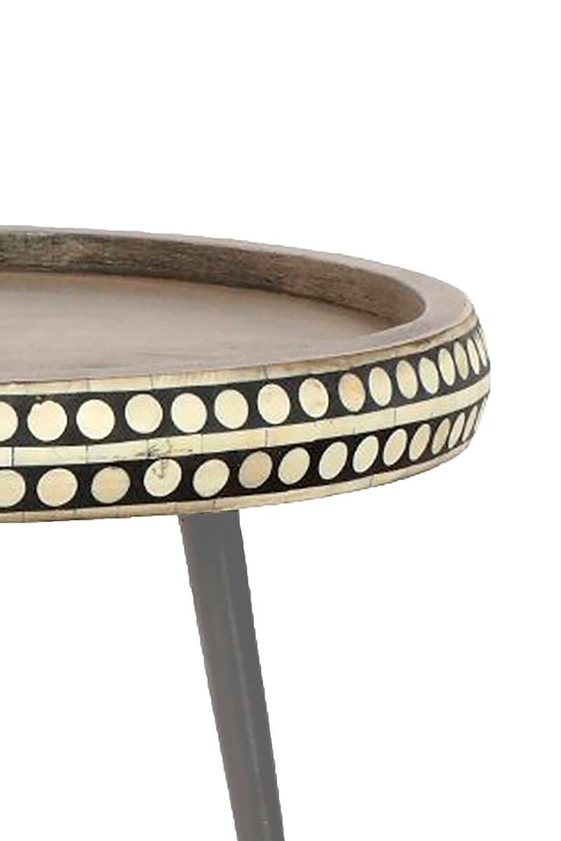 Beistelltisch JANA natur Lack matt schwarz pulverbeschichtet Echtholz Metall