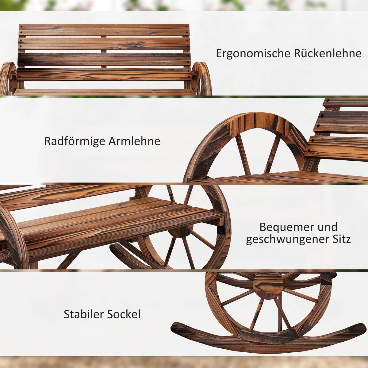 Outsunny Schaukelbank grau Holz B/H/L: ca. 88x105x74 cm