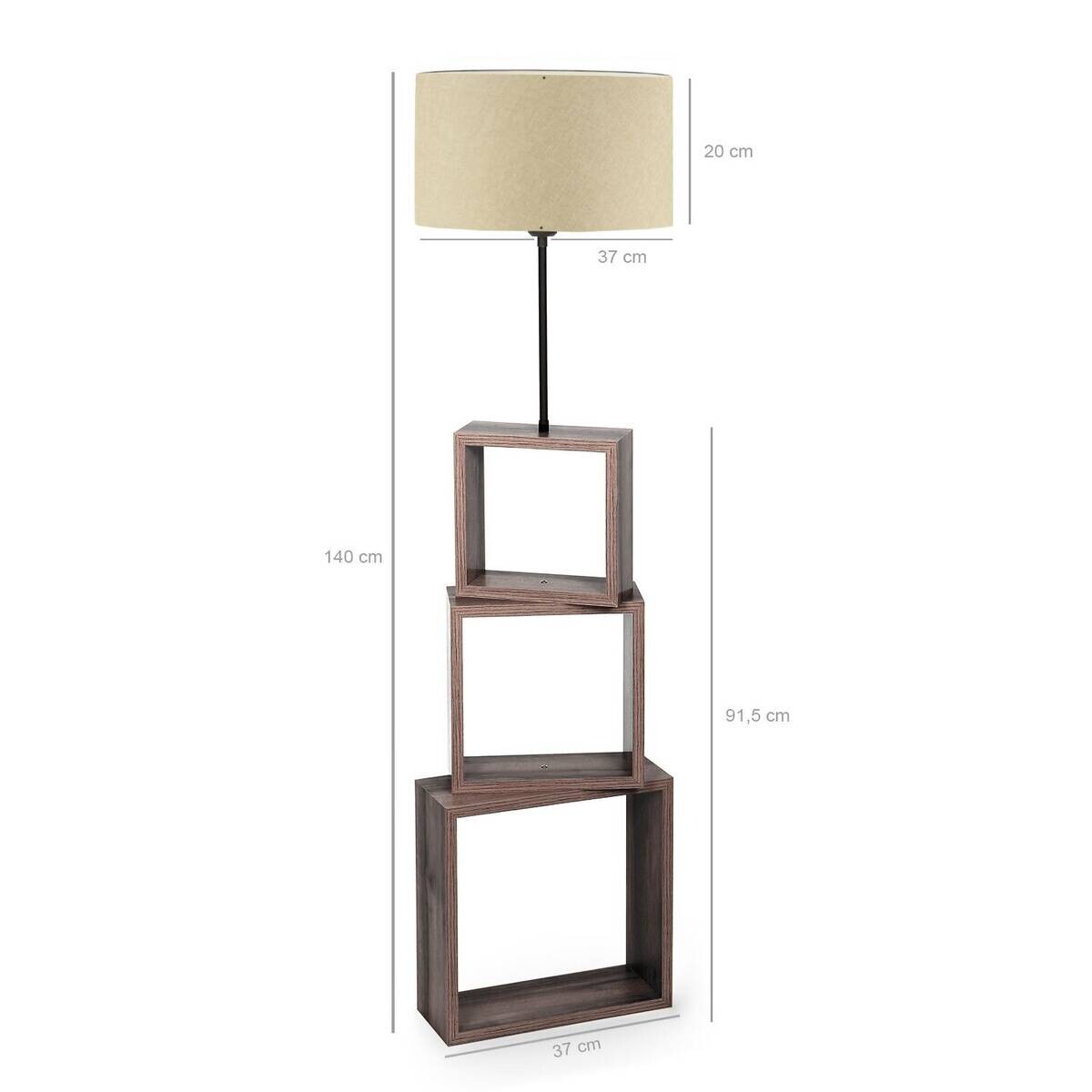 Opviq Stehleuchte creme Holz MDF B/H/T/L/D: ca. 37x140x37x37x37 cm E27 1 Brennstellen