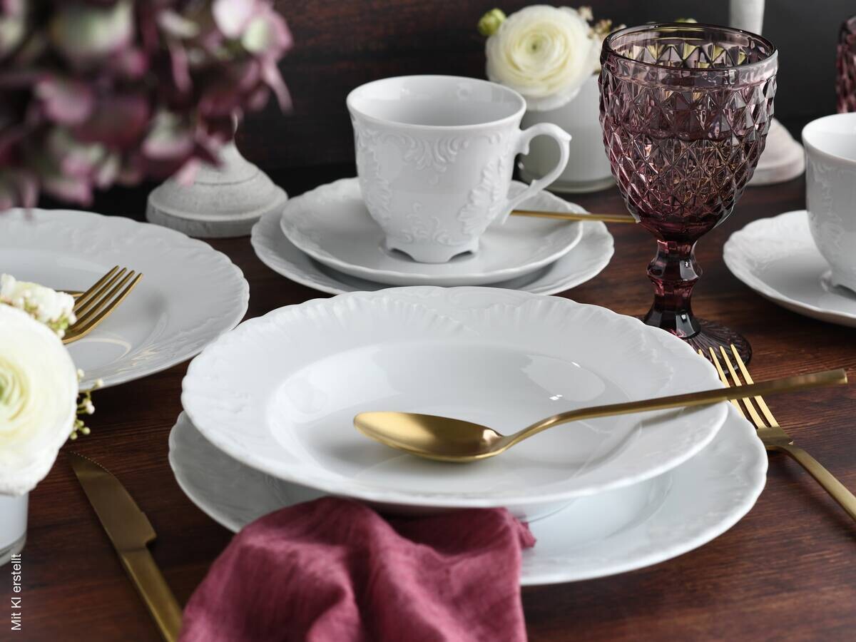 CreaTable Kombiservice Rokoko weiß Porzellan 30 tlg.