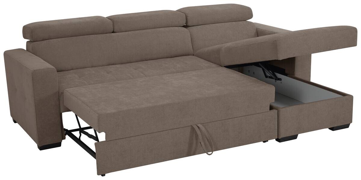 Ecksofa mit Bettfunktion und Bettkasten hellgrau Microfaser B/T: ca. 238x170 cm