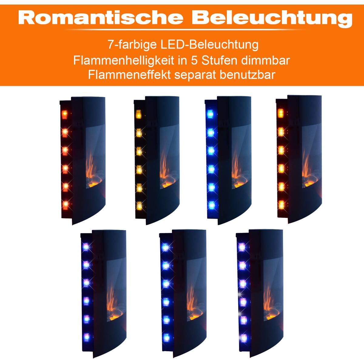 HOMCOM Elektrischer-Kamin 820-053 schwarz Metall Glas B/H/T: ca. 65x52x11,5 cm ca. 1800 W