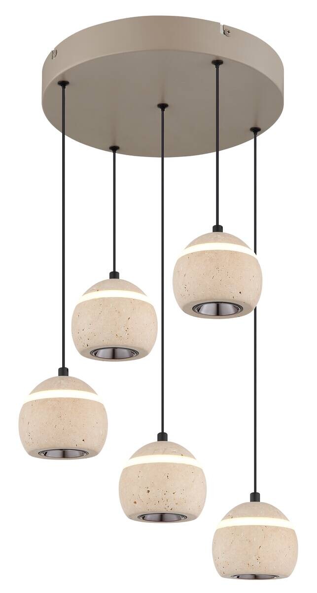 GLOBO LED-Pendelleuchte EVARA sand Metall H/D: ca. 150x37 cm 1 Brennstellen