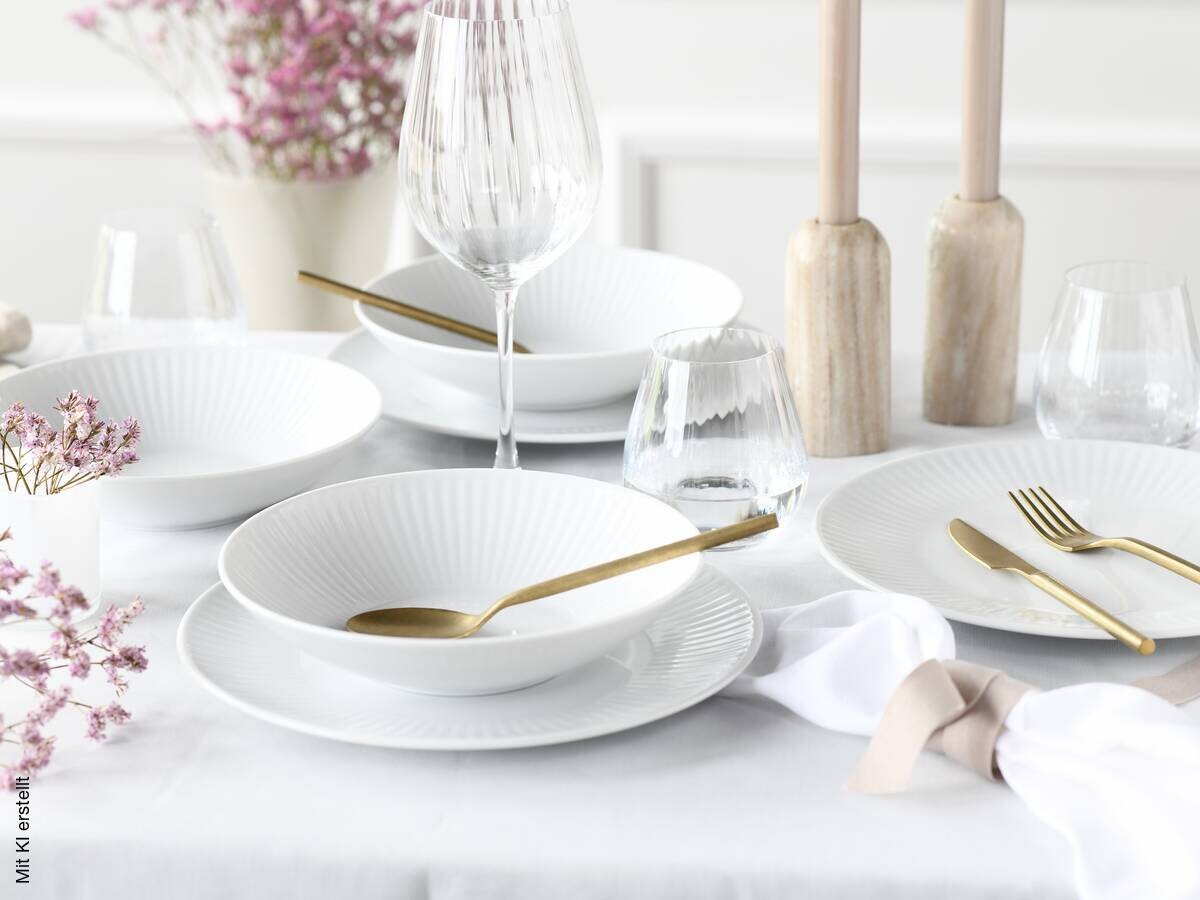 CreaTable Tafelservice Valencia weiß Porzellan 12 tlg.