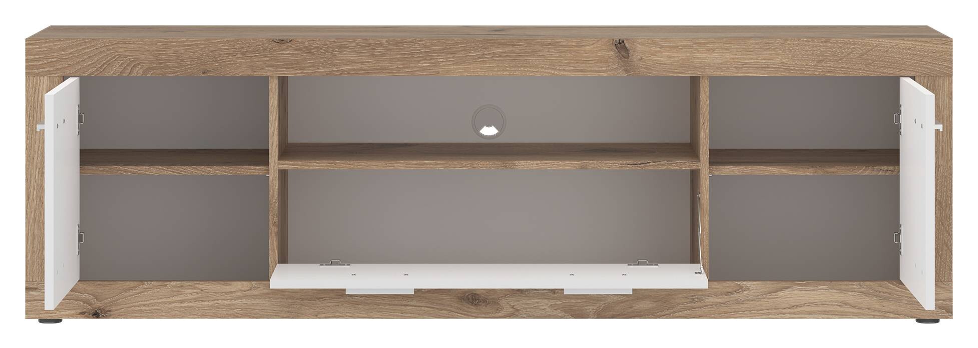 TV-Lowboard Focus Eiche Viking Nachbildung weiß glänzend B/H/T: ca. 173,8x54x39 cm