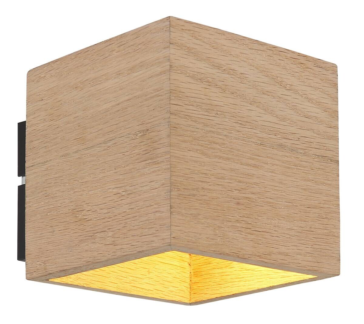 GLOBO Wandleuchte schwarz braun Metall Holz B/H: ca. 11x11 cm G9 1 Brennstellen
