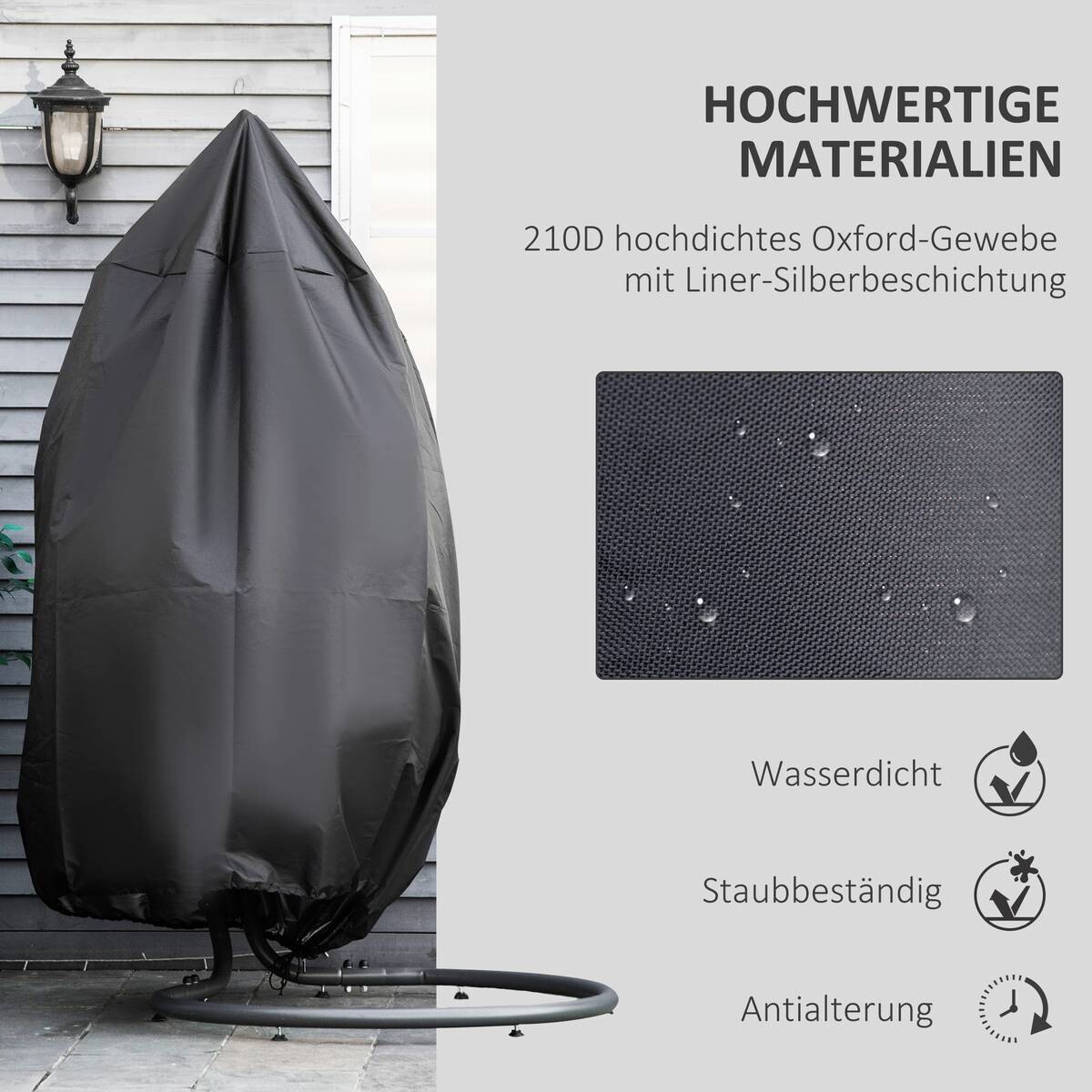Outsunny Schutzhülle mit Tasche schwarz Kunststoff H/D: ca. 190x115 cm