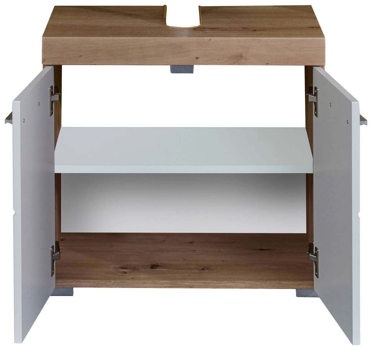 Waschbeckenunterschrank Amanda weiß Hochglanz Asteiche Nachbildung B/H/T: ca. 60x56x34 cm