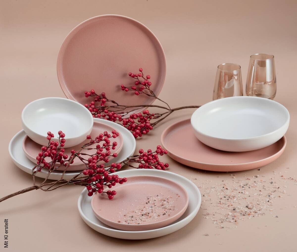 CreaTable Tafelservice Uno Rusty rosé Steinzeug 8 tlg.
