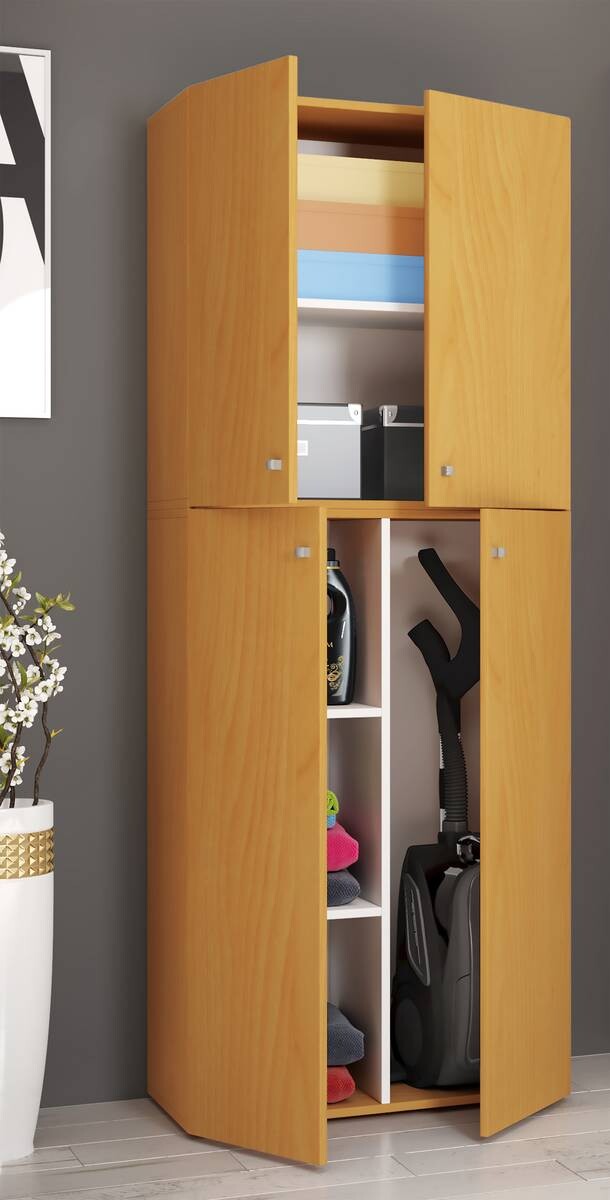 Putzschrank Lona XXL Putzschrank buche Nachbildung weiß B/H/T: ca. 70x182x39 cm