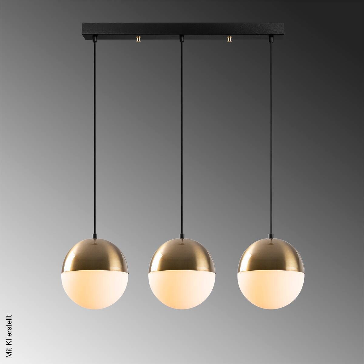 Opviq Pendelleuchte gold weiß B/H/T: ca. 70x111x20 cm E27 3 Brennstellen