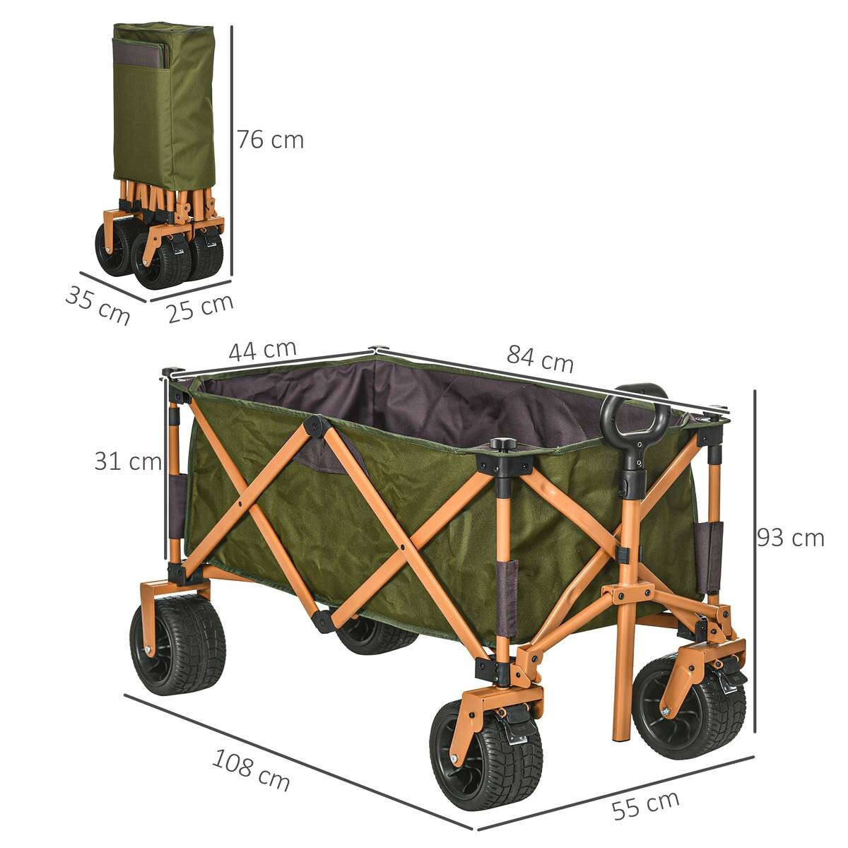 Outsunny Bollerwagen grün B/H/L: ca. 55x93x108 cm