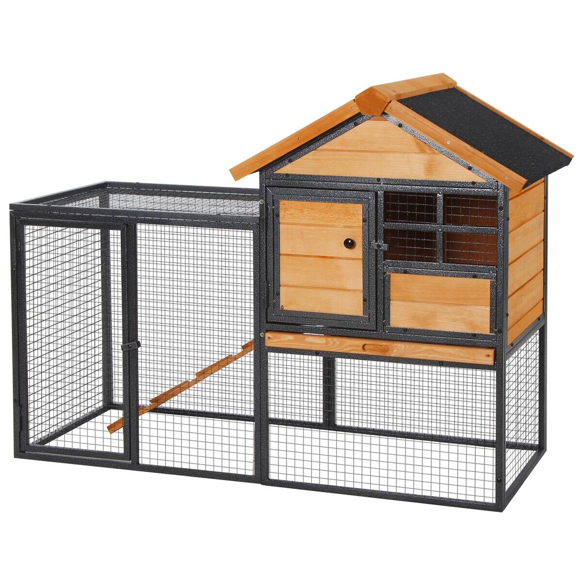 PawHut Stall dunkelgrau Holz B/H/L: ca. 63x122x92 cm