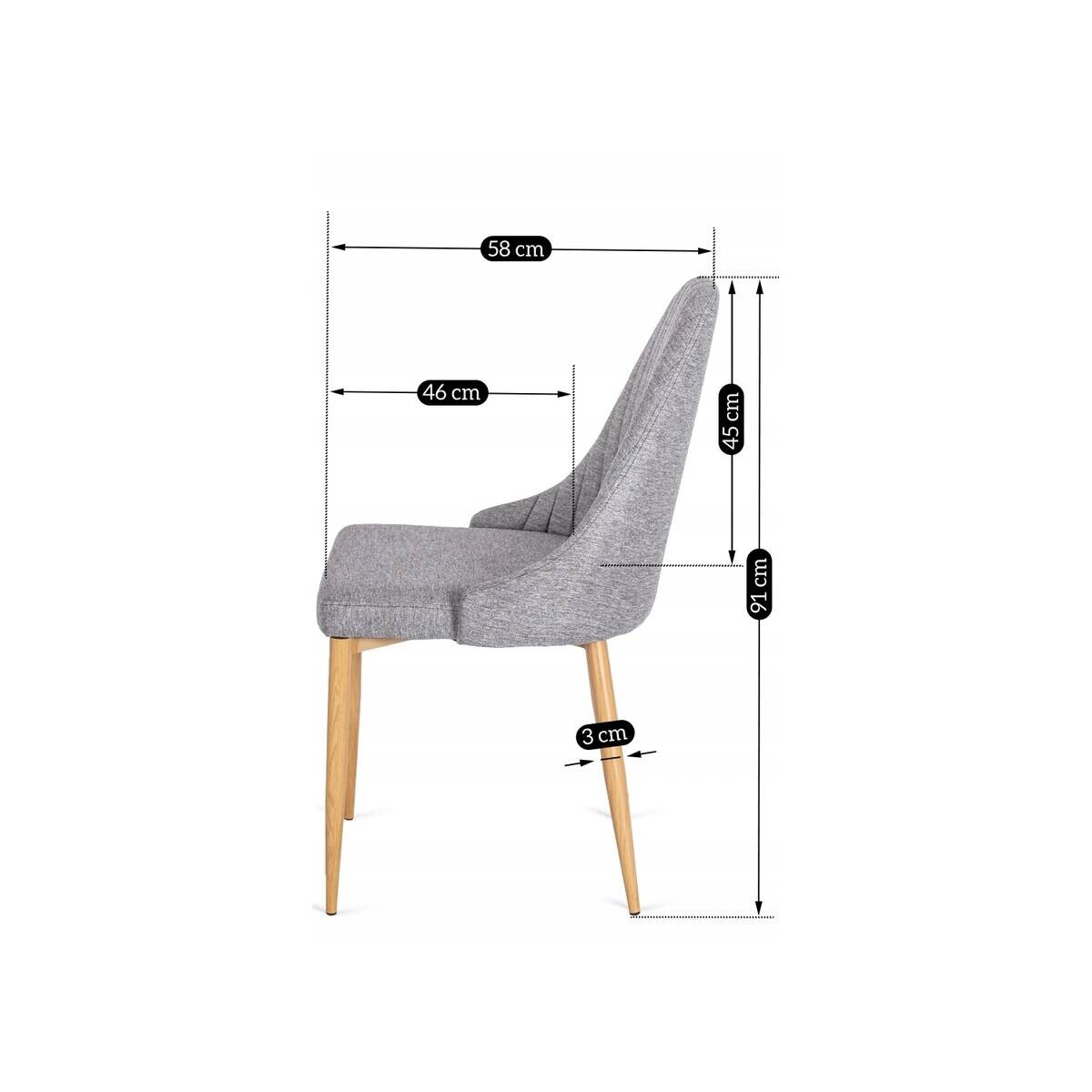 Stuhl TORINO grau Stoff B/H/T: ca. 53x91x58 cm