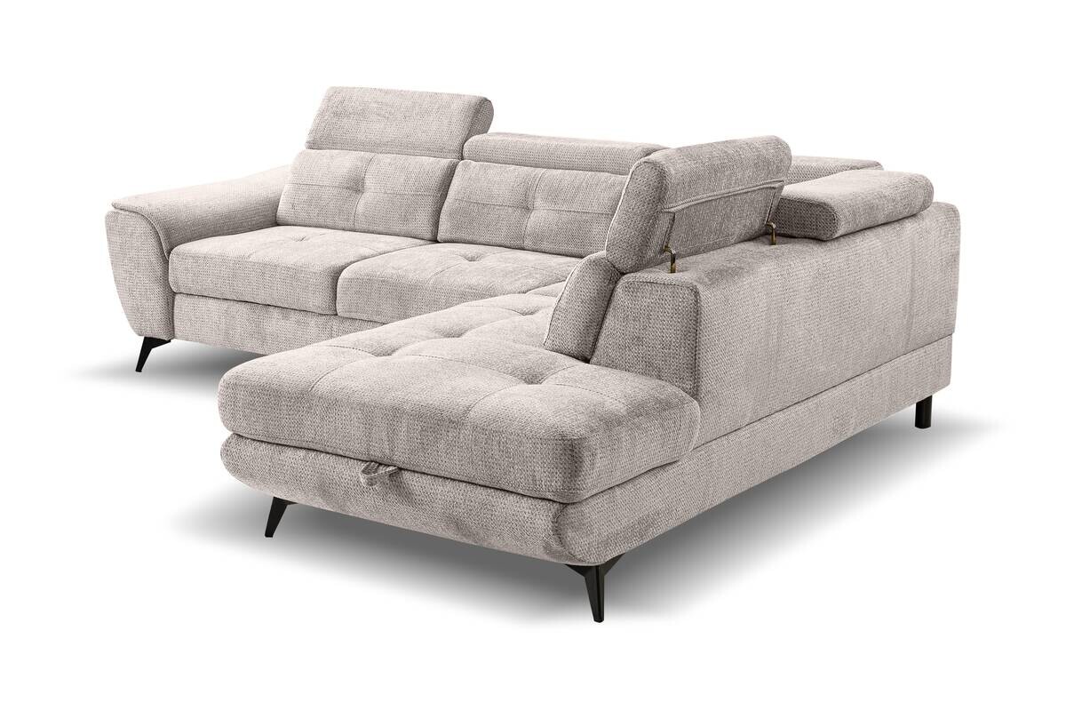Ecksofa mit Bettfunktion und Bettkasten grau Microfaser B/H/T: ca. 274x82x231 cm