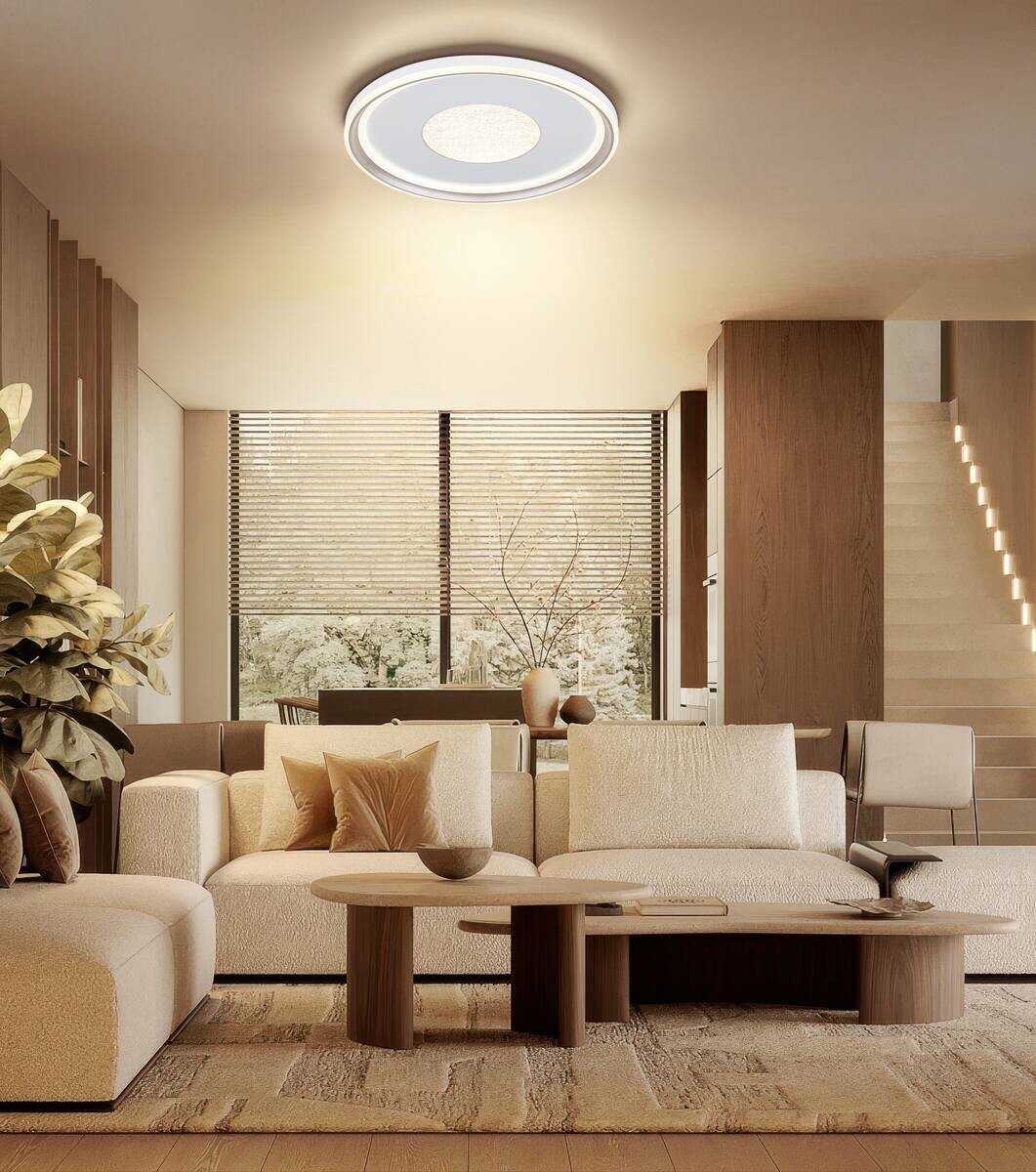 GLOBO Deckenleuchte Opal champagner weiß Metall Kunststoff Acryl H/D: ca. 6,5x59 cm 1 Brennstellen