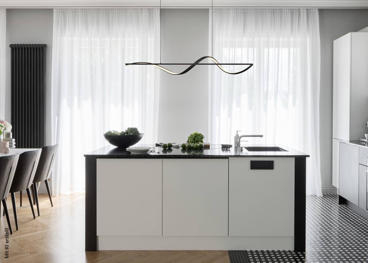 GLOBO LED-Pendelleuchte Opal schwarz Silikon Metall B/H/T: ca. 20x150x120 cm