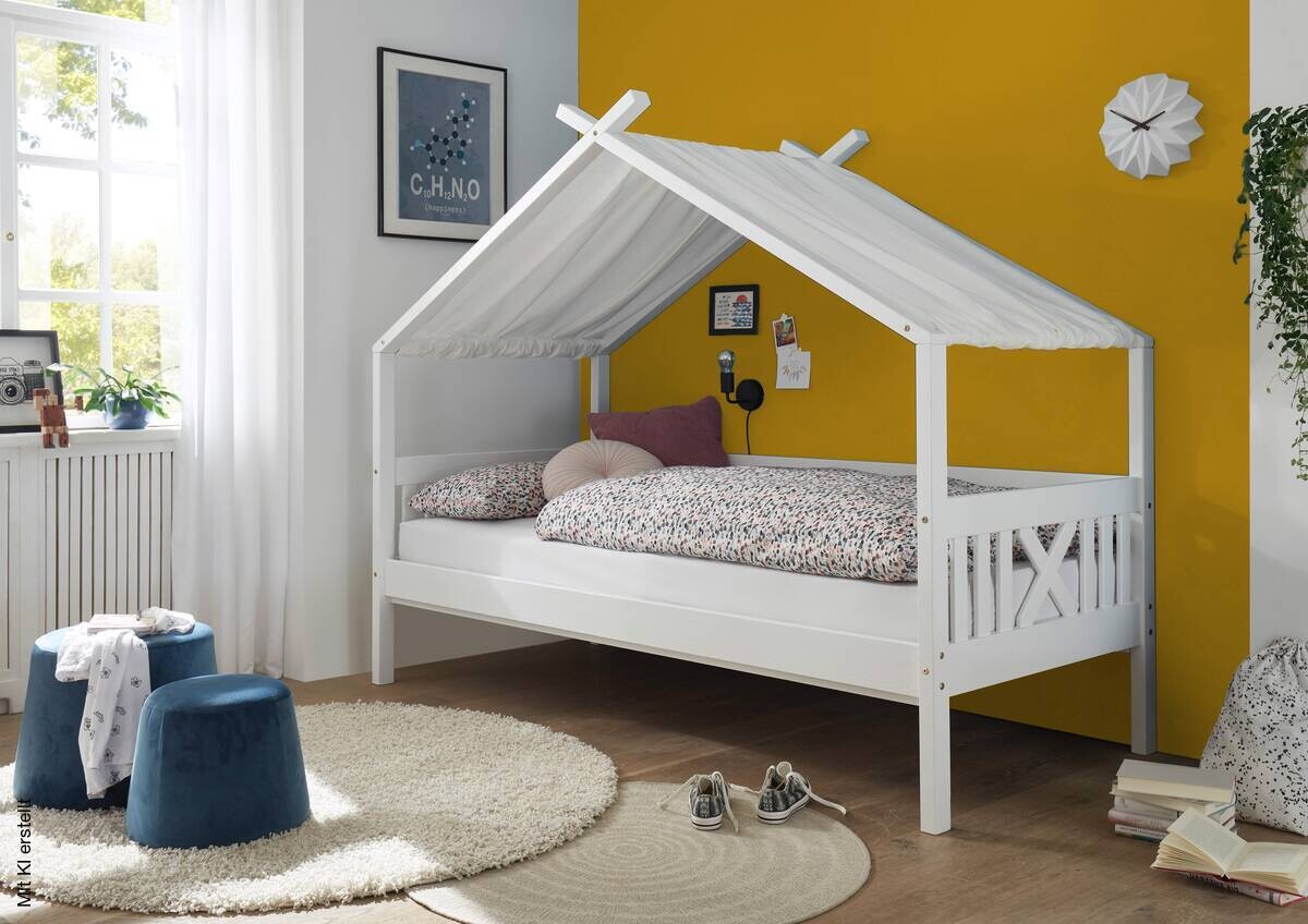 Himmelbett Susa kiefer weiß Liegefläche B/L: ca. 90x200 cm