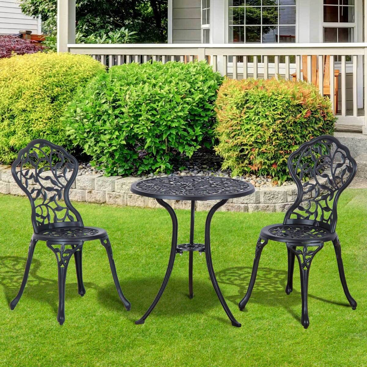 Outsunny Bistroset schwarz Aluminium B/H/L: ca. 60x65x60 cm