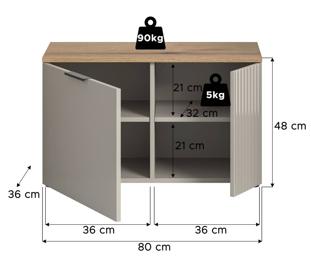 Sitzbank Slide Kaschmirgrau Nachbildung Evoke Oak Nachbildung B/H/T: ca. 80x48x36 cm