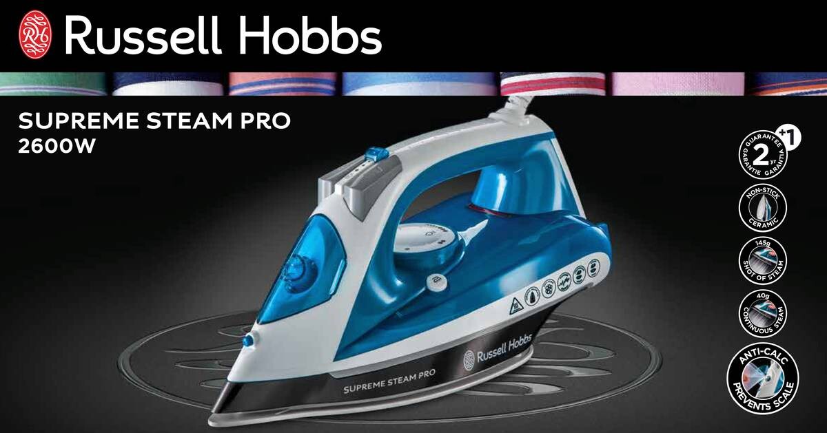 Russell Hobbs Dampf-Bügelautomat 23971-56 blau weiß Metall Kunststoff B/H/L: ca. 12,5x16x28,6 cm