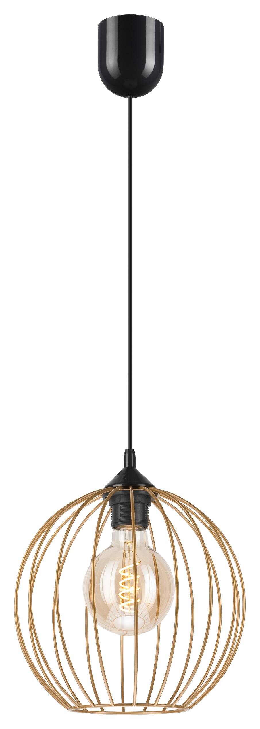 Lamkur Pendelleuchte ZOYA 45153 sand gold Stahl H/L: ca. 86x24 cm E27 1 Brennstellen