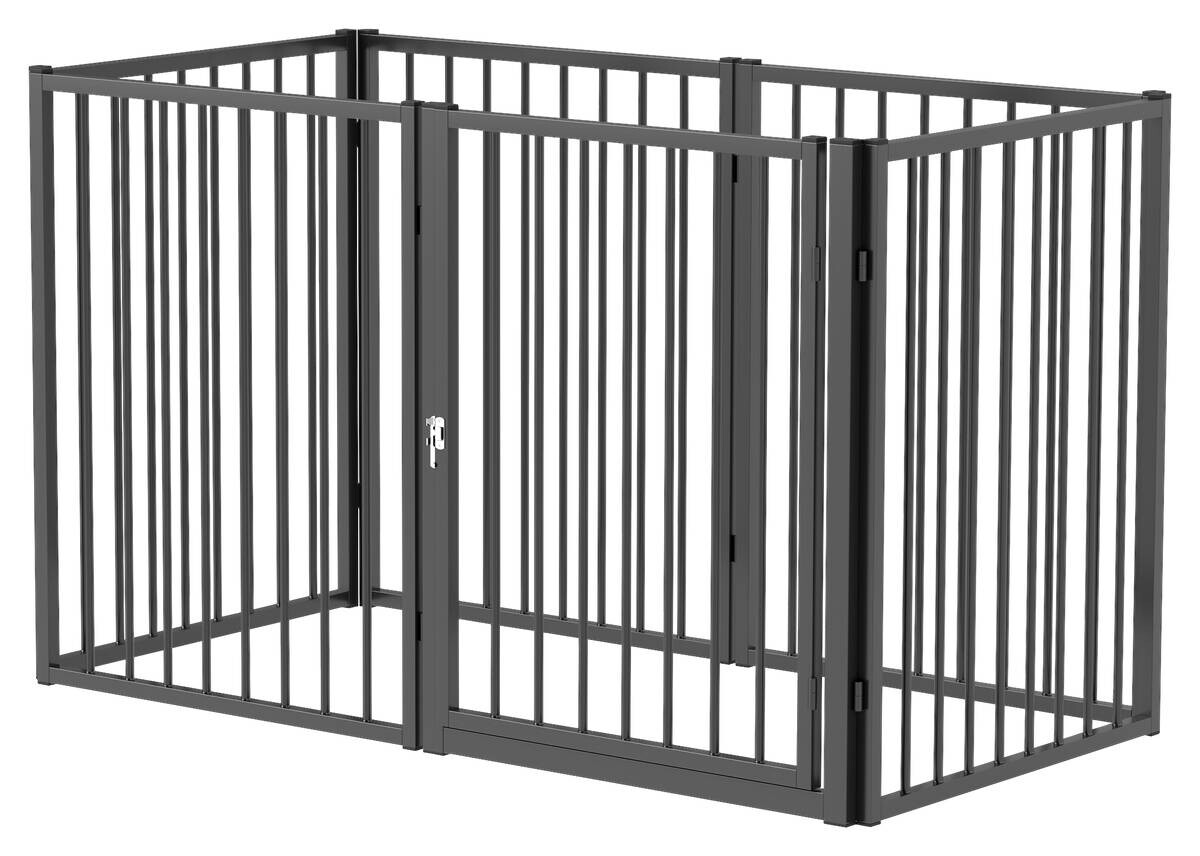 PawHut Welpenauslauf schwarz Stahl B/H/L: ca. 60x76x240 cm